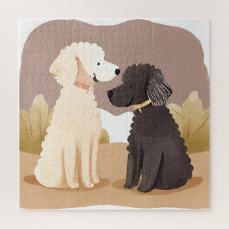 Quebra-cabeça Cães Fofos | Cartão de Pintura em Aquarela de Anim
