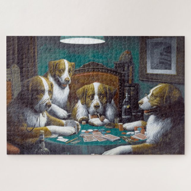 Quebra-cabeça Cães Jogando Poker Cassius Marcellus Coolidge 1894 (Horizontal)