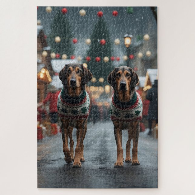 Quebra-cabeça Cães Lobos Natal Neve Feriado (Vertical)