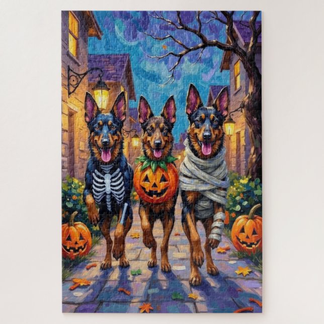 Quebra-cabeça Cães Pastores Belgas Trick-or-Treating no Hallowee (Vertical)