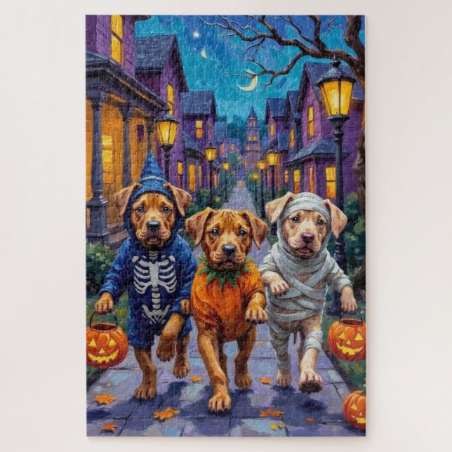 Quebra-cabeça Cães Shar Pei com Fantasias de Halloween fazendo D (Vertical)