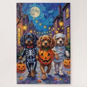 Quebra-cabeça Cães Spaniel Tibetano em Fantasias de Halloween