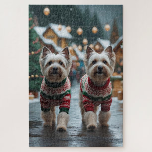 Quebra-cabeça Cães Terrier Tibetano Natal Neve Férias