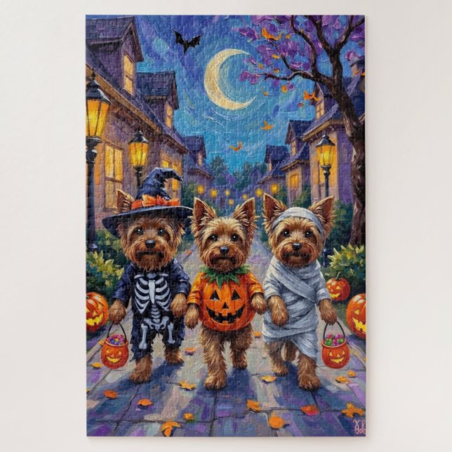 Quebra-cabeça Cães Yorkshire Terrier com Fantasias de Halloween (Vertical)
