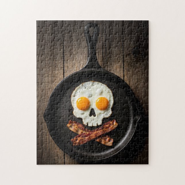 Quebra-cabeça Café da Manhã de Caveira – Arte de Humor Negro sob (Vertical)