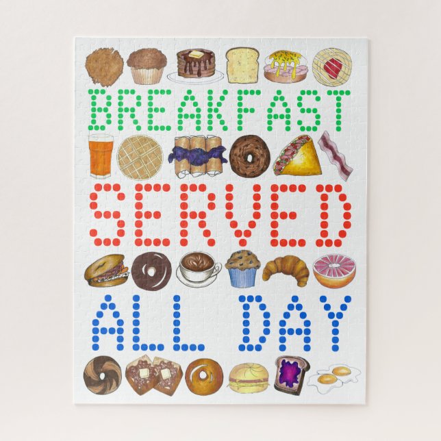 Quebra-cabeça Café Da Manhã Servido A Jantar Neon O Dia Todo Sin (Vertical)