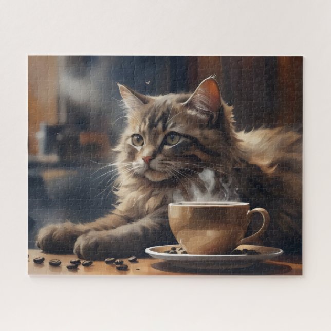 Quebra-cabeça Café Gato Cozy (Horizontal)