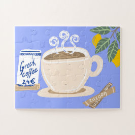 Quebra-cabeça Café Grego & Ramo de Limão Cartaz Mediterrâneo
