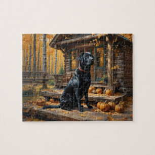 Quebra-cabeça Café preto Labrador Retriever Log Cabine