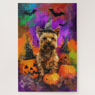 Quebra-cabeça Cairn Terrier Assustador Cão Bruxa de Halloween Ab