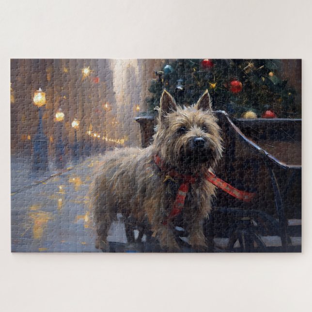 Quebra-cabeça Cairn Terrier Christmas Fesason Season (Horizontal)