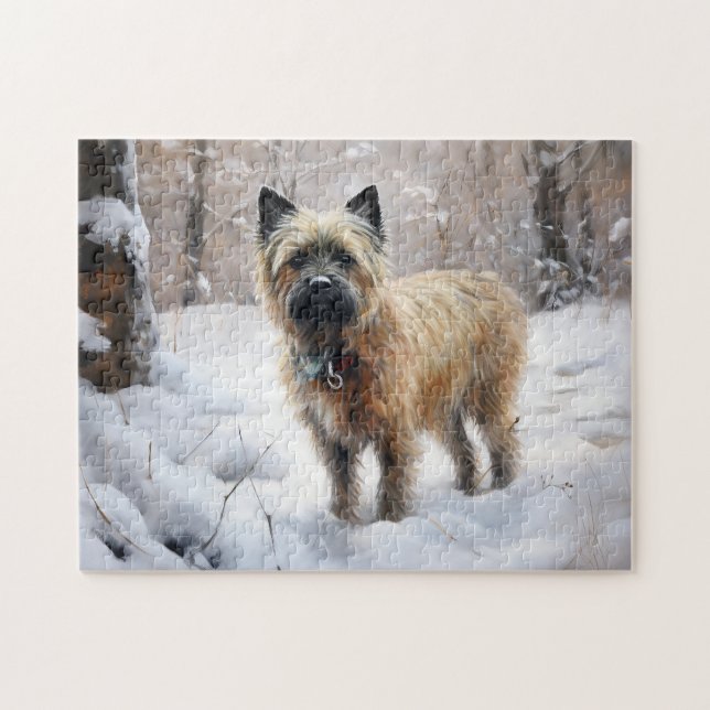 Quebra-cabeça Cairn Terrier Deixe-o nevar no Natal (Horizontal)