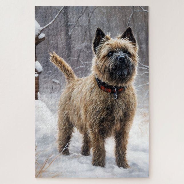 Quebra-cabeça Cairn Terrier Deixe-o nevar no Natal (Vertical)