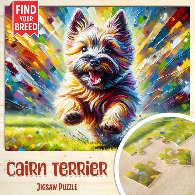 Quebra-cabeça Cairn Terrier Dog Portrait Acrylic Art Impressão (Criador carregado)
