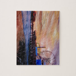 Quebra-cabeça Cais de Santa Monica no por do sol