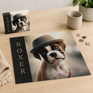 Quebra-cabeça Caixa de Filhote de Boxer Fofo – Arte de Cachorro