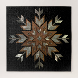 Quebra-cabeça Caixa de joalharia Tigerwood com aço gravado