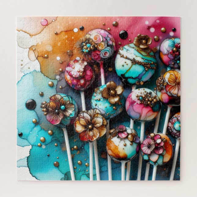 Quebra-cabeça Cake Pops Alcohol Ink (Vertical)