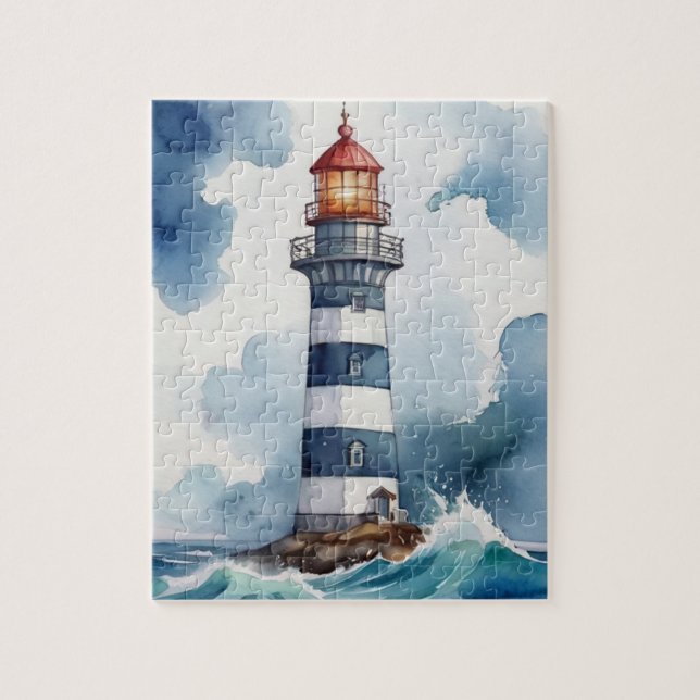 Quebra-cabeça Calçado De Farol De Aquarela (Vertical)
