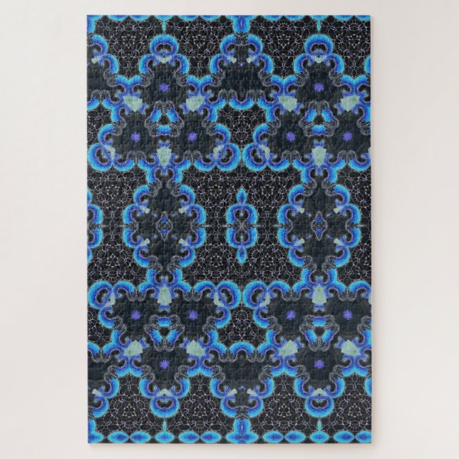 Quebra-cabeça Caleidoscópio design azul/preto/roxo (Vertical)