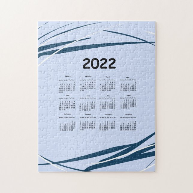 Quebra-cabeça Calendário 2022 ano. Planejar o presente design mo (Vertical)