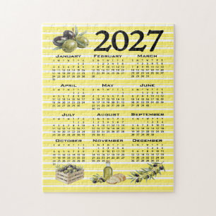 Quebra-cabeça Calendário 2027, Azeitonas Mediterrâneas Listras A