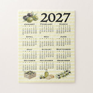 Quebra-cabeça Calendário 2027, Azeitonas Mediterrâneas Listras A