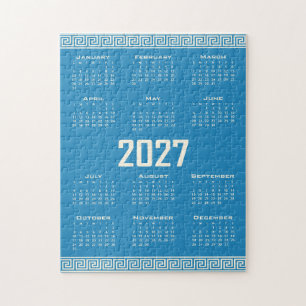 Quebra-cabeça Calendário 2027, Fretwork Grego, Cosmic Latte em A