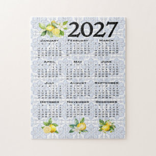 Quebra-cabeça Calendário 2027 Limões Azulejos Mediterrâneo Itali