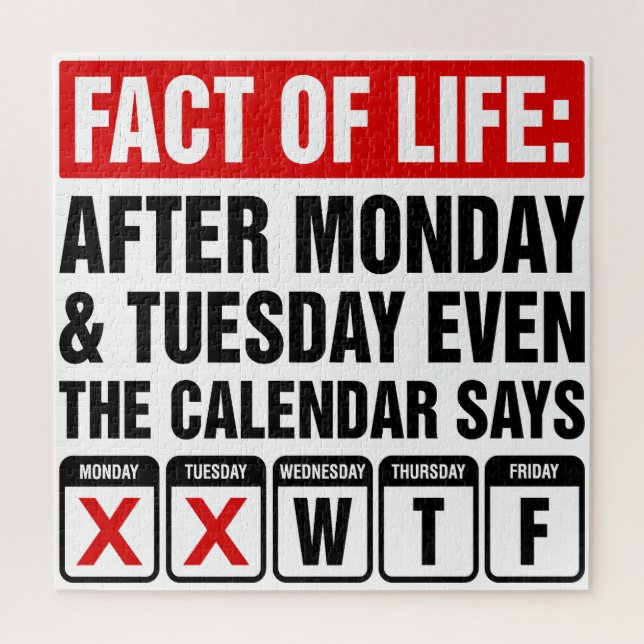 Quebra-cabeça Calendário da Vida Diz Humor WTF (Vertical)