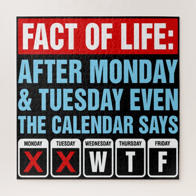 Quebra-cabeça Calendário da Vida Diz Humor WTF (Vertical)