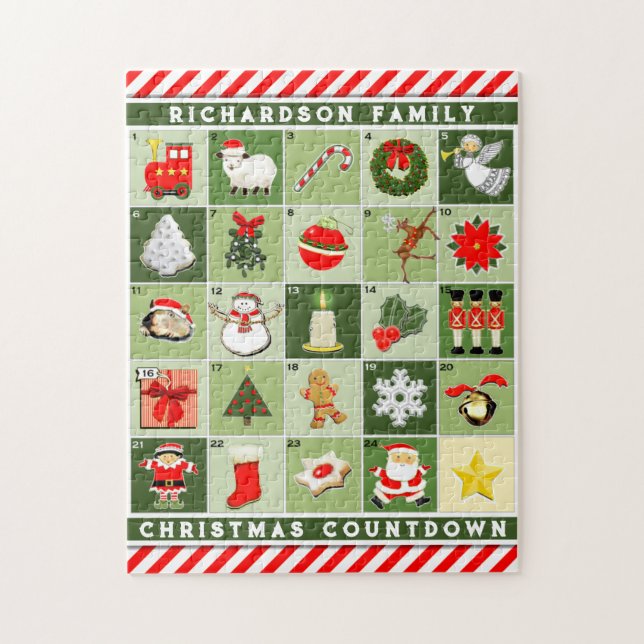 Quebra-cabeça Calendário do Advento de Natal Personalizado (Vertical)
