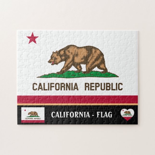 Quebra-cabeça California Flag & California State USA/America (Horizontal)