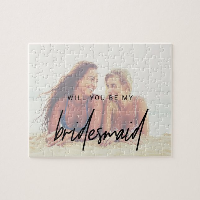 Quebra-cabeça Caligrafia Whimsical | Proposta Photo Bridesmaid (Horizontal)