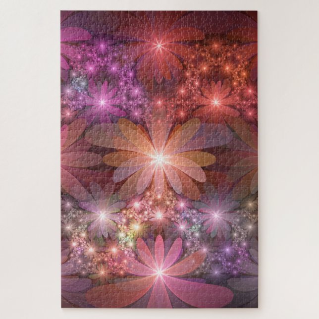 Quebra-cabeça Cama De Flores Arte Fractal Abstrato brilhante Col (Vertical)