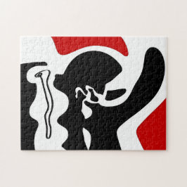 Quebra-cabeça Câmara de Deslocamento: Abstrato preto, branco e v