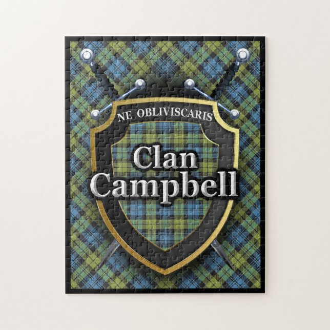 Quebra-cabeça Cambell Family Scottish Tartan Swords e Shield (Vertical)