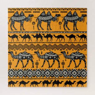 Quebra-cabeça Camelos Ilustração de Padrão Invisível Design.