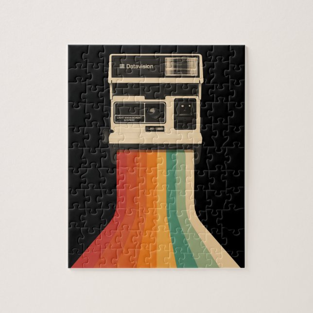Quebra-cabeça Câmera Retro com Impressão de Arco-Íris (Vertical)