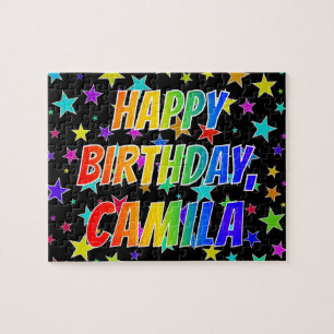 Quebra-cabeça "CAMILA" Primeiro Nome, Diversão "FELIZ ANIVERSÁRI