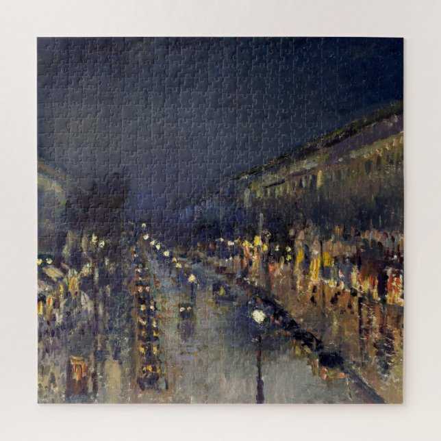 Quebra-cabeça Camille Pissarro Boulevard Montmartre à noite (Vertical)
