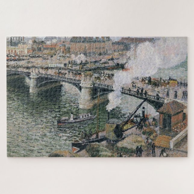Quebra-cabeça Camille Pissarro Pont Boieldieu em Rouen Painting (Horizontal)