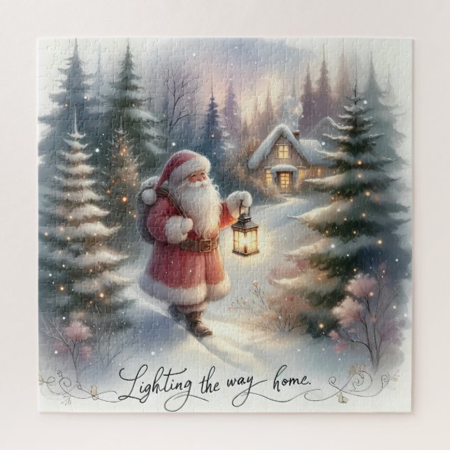 Quebra-cabeça Caminhada da Lanterna de Papai Noel Cena da Cabana (Vertical)