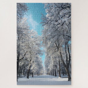 Quebra-cabeça caminhada de inverno no parque