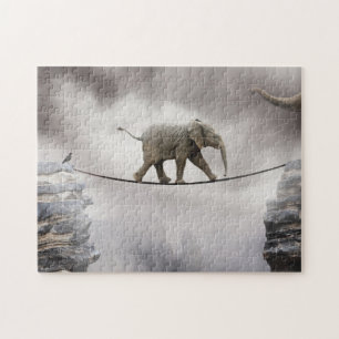 Quebra-cabeça Caminhadas do elefante do bebê o Tightrope