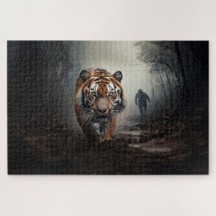 Quebra-cabeça Caminhando Velho tigre preto e laranja floresta su