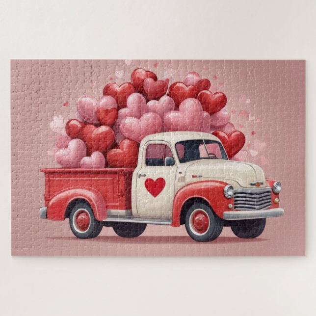 Quebra-cabeça caminhão de amor dia de os namorados (Horizontal)