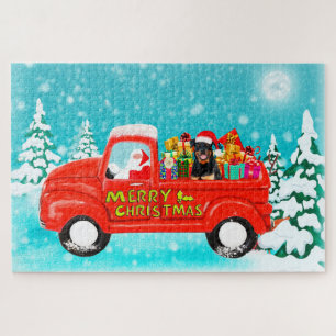 Quebra-cabeça Caminhão de Entrega de Natal do Cão Rottweiler