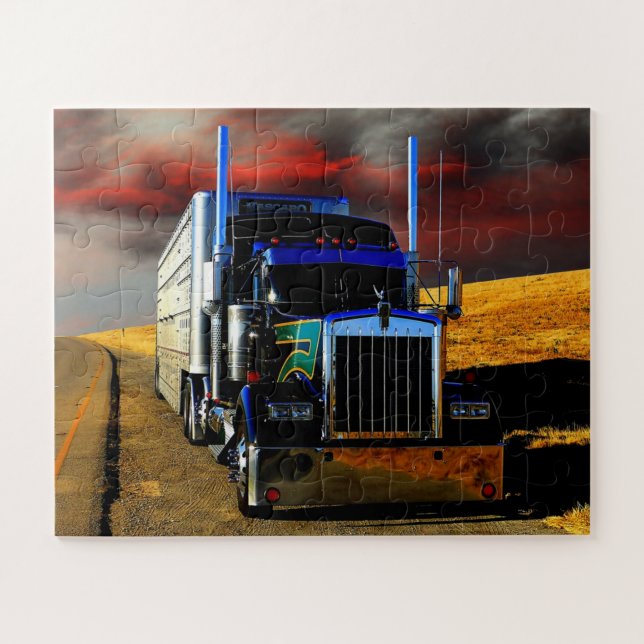 Quebra-cabeça Caminhão de Transporte Americano Encostado para De (Horizontal)