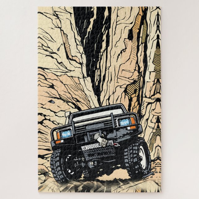 Quebra-cabeça Caminhão Off-Road Retro Rock Crawl Arte Pop (Vertical)